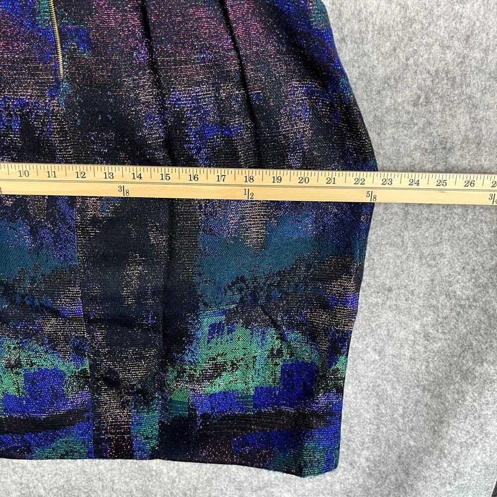 Lela Rose Shift Dress Womens 10 Black Metallic Silk Lined Pleated Cocktail Party - Picture 10 of 16